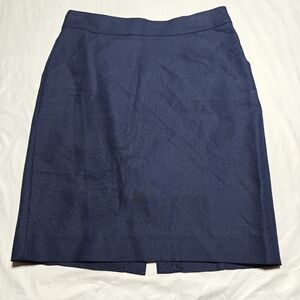 J. Crew The Pencil Skirt Womens 6 Navy Blue Tailored w/ Front Pocket Essentials